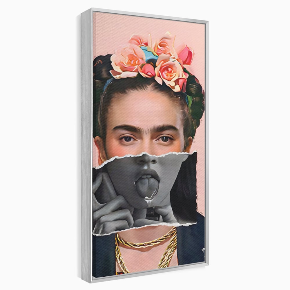 Tablou canvas cu tablou canvas cu portret collage, in rama de aluminiu argintiu